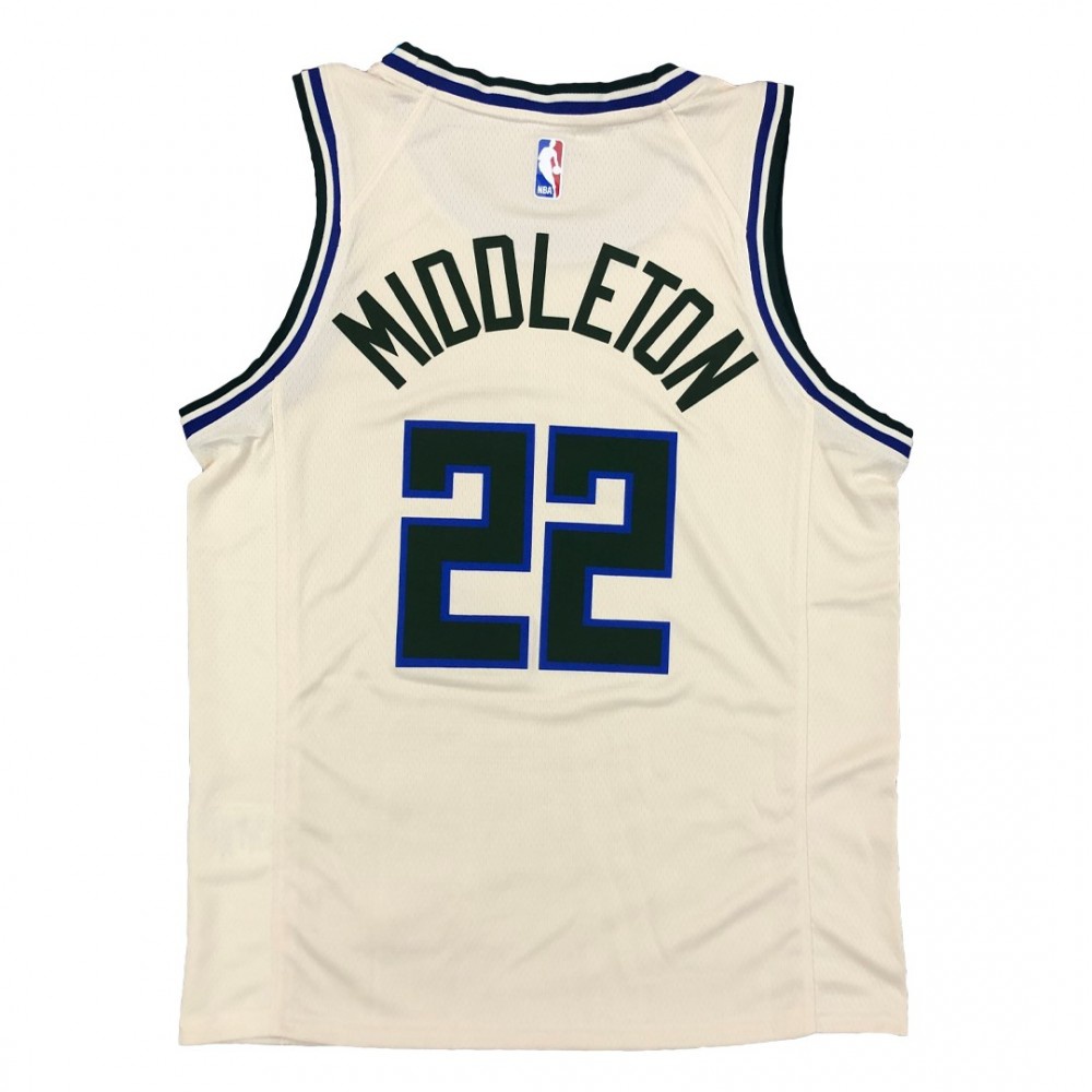 Men's Milwaukee Bucks Khris Middleton #22 White Cream Swingman Jersey - City Edition-Pro Kit Vault | Brand New 26/27 Sports Jerseys
